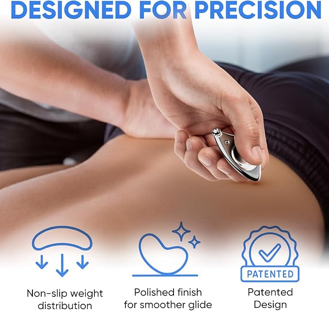 Myofascial Releaser Compact Muscle Scraper Tool – 304 Stainless Steel Portable IASTM & Gua Sha Scraping Instrument with Ergonomic Grip for Manual Bodywork and Massage Techniques