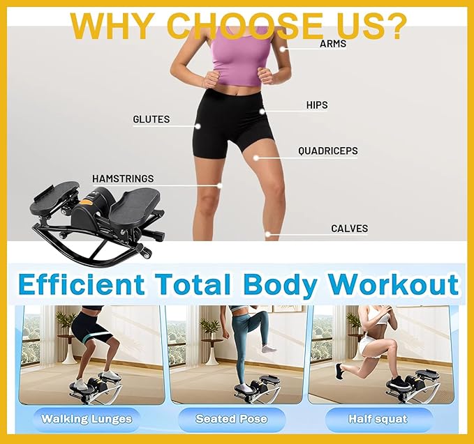 Rocking Stepper Side to Side Purple Rock Stepper Side to Side Machine Rock Stepper Exercise Machine with Resistance Bands Led Display,Low-Impact Home Workout Machine Knees Joints Legs (Purple)
