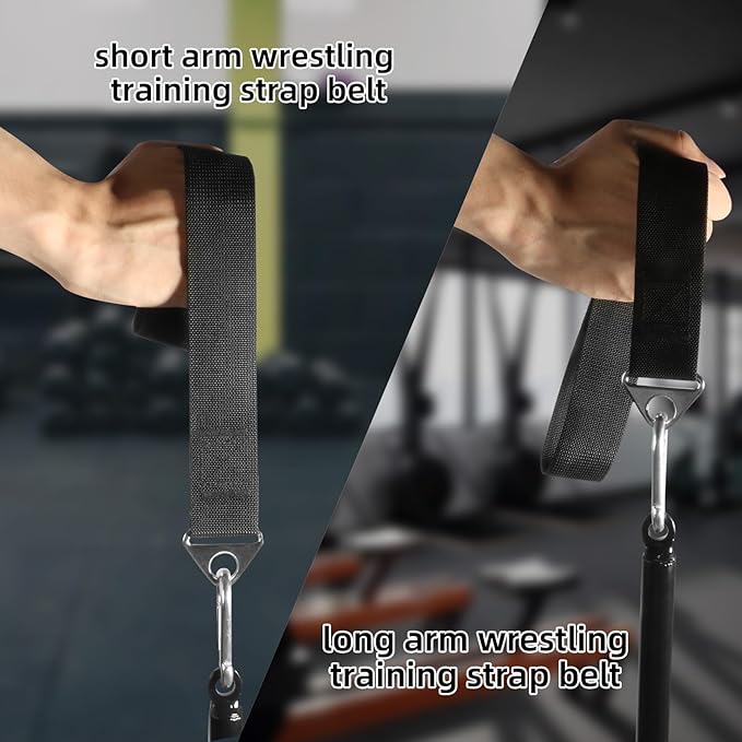 Arm Wrestling Training Strap with Loading Pin - Hand Grip Finger Wrist Belt Arm Forearm Exerciser Strengthener Workout Equipment - Compatible 1in or 2in Barbell Plates