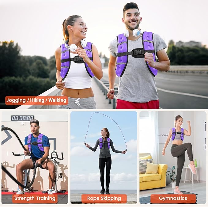 Weighted Vest, 6lb/8lb/10lb/12lb/16lb/20lb/25lb/30lb Weight Vest for Men Women, Body Weight Vests Adjustable with Reflective Stripe for Strength Training, Running, Workout, Jogging, Walking