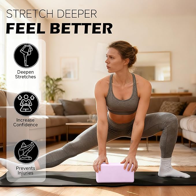 Leikefitness Yoga Blocks 2 Pack,Lightweight-High Density Eva Foam Soft Non-Slip for Yoga, Pilates, Meditation 9"×6"×3"