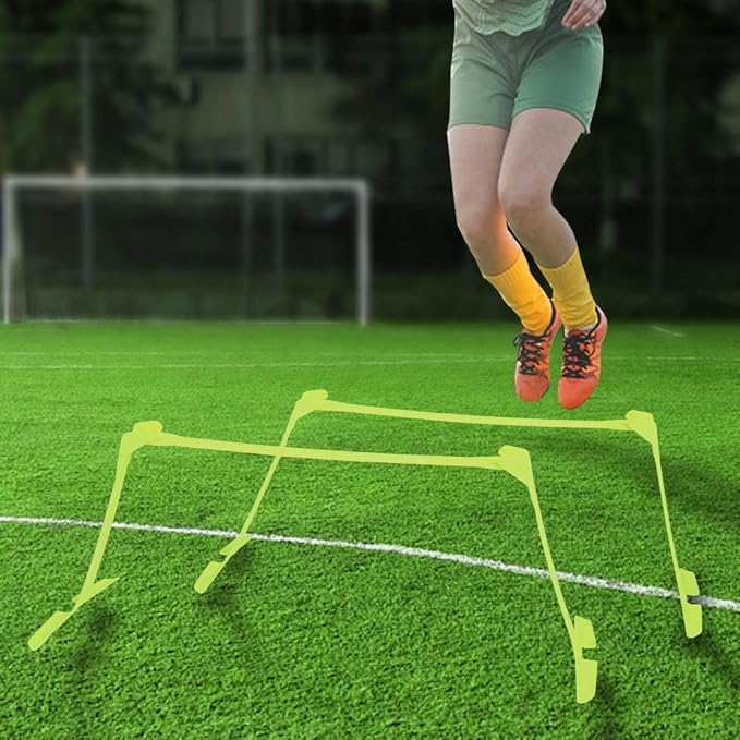 2pcs Football Soccer Agility Speed Training Aids Adjustable Hurdles Yellow Enhance Footwork Boost Speed Agility for Athletes Teams Perfect for Drills Practices Skill