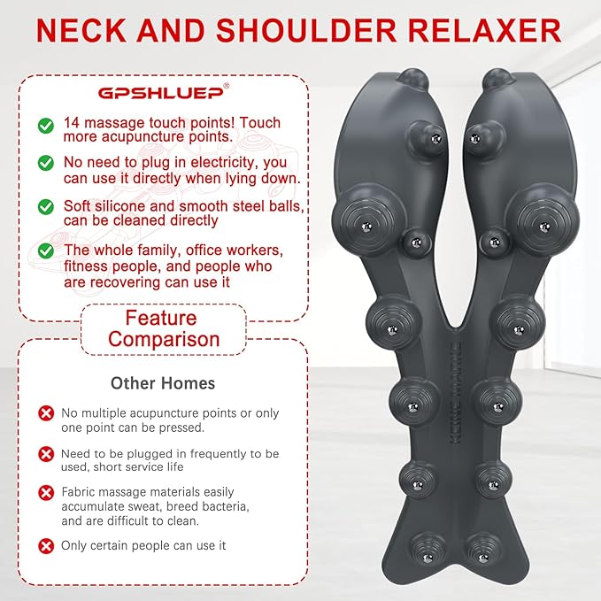 Trapezius Trigger Point Massager, Occipital Release Tool, Cervipoint Trigger Point Massager Silicone, Relieve Pain in The Diamond Shaped Muscles of The Neck and Upper Back (Gray)