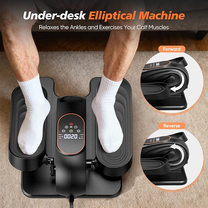 Under Desk Elliptical Machine, Electric Elliptical Leg Exerciser for Seniors with 15 Adjustable Speeds, Quiet Elliptical Exercise Machine, Mini Seated Pedal Exerciser with Remoter Home Office(Black)