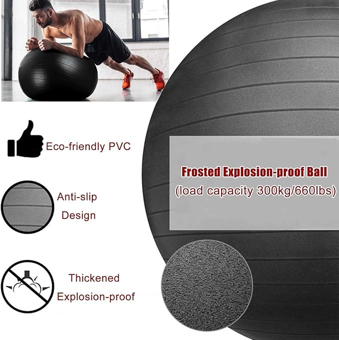 Ergonomic Balance Ball Chair Rolling Stool, Office Desk Exercise Ball Chair with Brakeable Wheels, Realigns Curved Spines and Relieve Back Pain