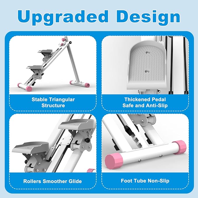 Stair Stepper for Home Gym, Foldable Full Body Exercise Climbing Machines, Vertical Climber Workout Machine with Resistance & Adjustable Handles, Frame Stable