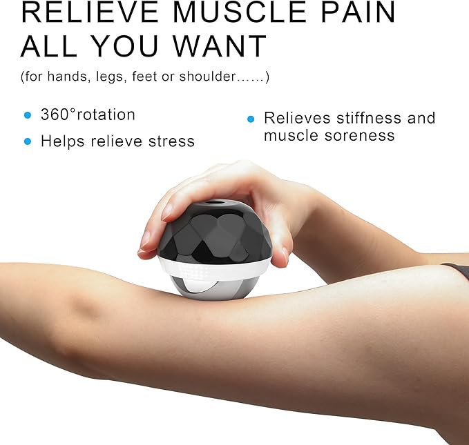 Coolrunner cold massage roller ball, Cryosphere Cold Massage Ball- Heat Therapy & Cold Therapy Relief with Cold Gel Core- Helps with Muscles Recovery and Inflammation for Shoulders, Neck (Black White)