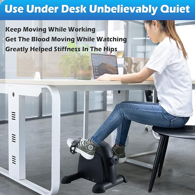 TABEKE Under Desk Bike Pedal Exerciser - Mini Exercise Bike for Arm/Leg Exercise, Pedal Exerciser for Seniors with LCD Display 26116