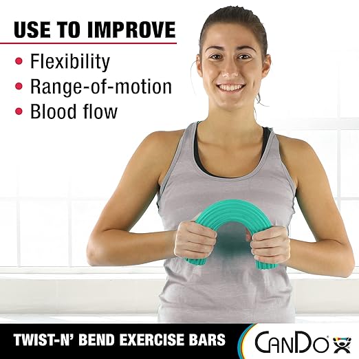 CanDo Twist-n' Bend Flexible Resistance Bars For Grip And Forearm Strengthening, Physical Therapy, Rehabilitation, Golf Training, Tennis Elbow, Injury Recovery, and Pain Relief