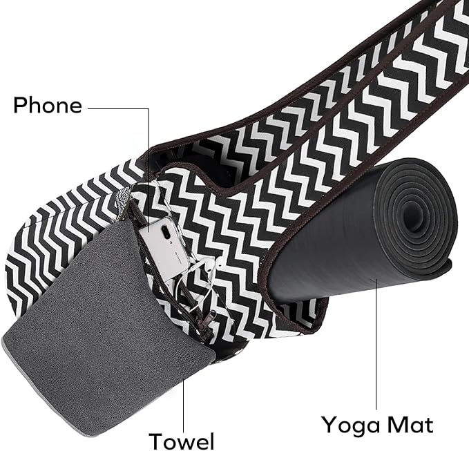 Ewedoos Canvas Yoga Mat Bag Fits Most Mats Yoga Bag with Large Storage Pockets to Hold More Accessories Ideal for Pilates Workout Gifts & Travel