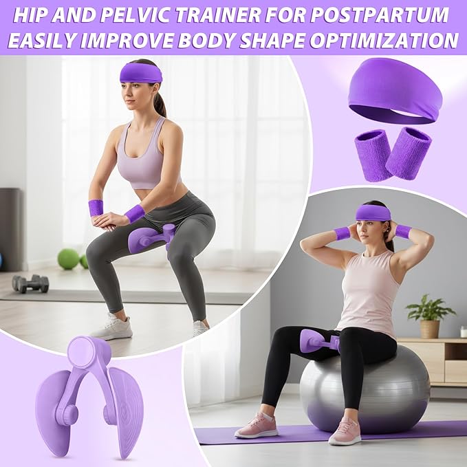 15 pcs Pilates Kit for Women Home Pilates Yoga Fitness Set with Pelvic Floor Trainer 5 Resistance Band Stretching Strap Non Slip Sock Ball Wristband Headband Gym Bag