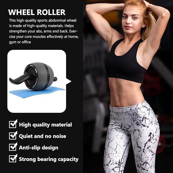IMIKEYA Ab Roller Wheel Abs Fitness Equipment Automatic Return Core Strength Training Exercise Wheel for Home Gym Men and Women Abdominal Workout