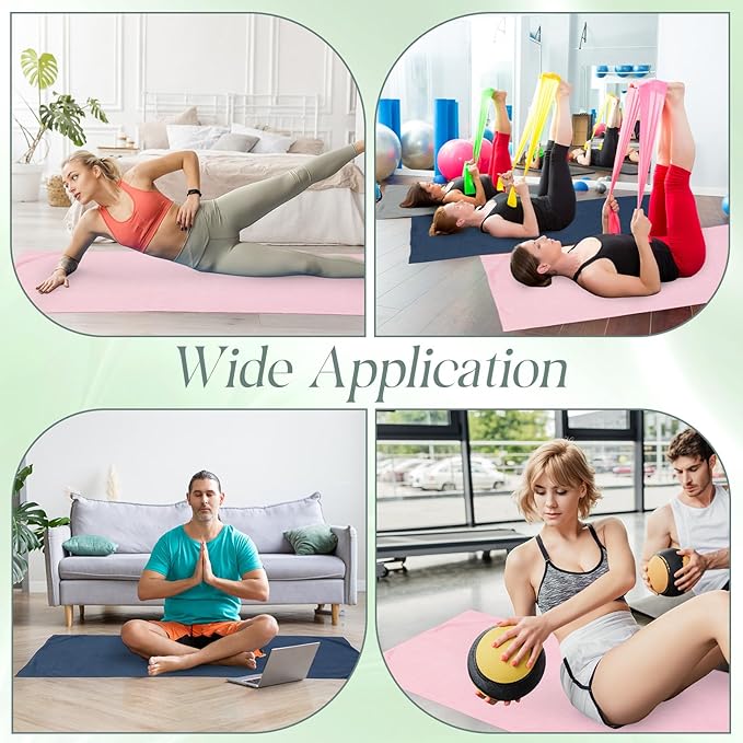 3 Pack Non Slip Hot Yoga Mat Towel with Grip Dot and Secure Fit Elastic Straps 72" x 26" Microfiber Yoga Towel Absorbent Sweat for Pilates Fitness(Morandi Pink Blue Green)