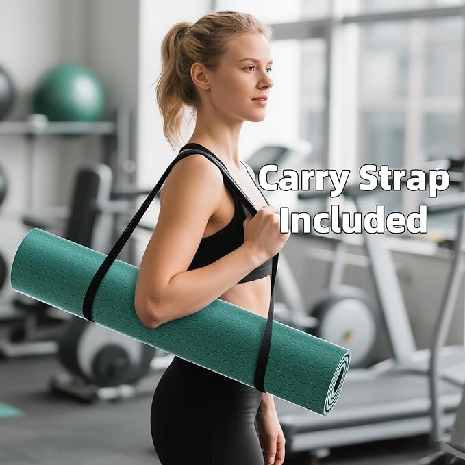 ILILI Yoga Mat, 72x25×0.3 Inch, TPE Exercise Mat, Tear-Resistant, Fitness Yoga Mat with Carrying Strap, Ideal for Yoga, Pilates, Home Workouts, Stretching & All Fitness Routines