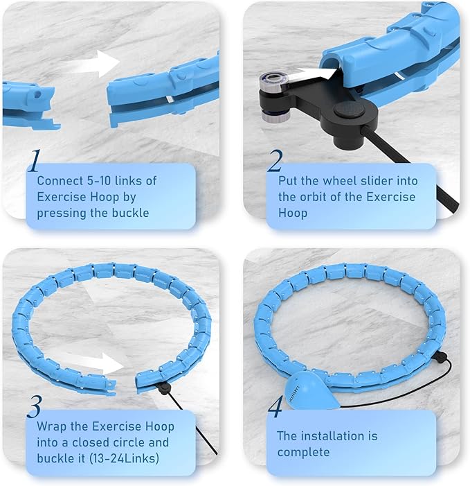 JKSHMYT Weighted Hula Circle Hoops for Adults Weight Loss, Infinity Fitness Hoop Plus Size 47 Inch, 24 Detachable Links, Exercise Hoop Suitable for Women and Beginners