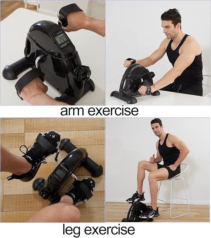 Pedal Exerciser Under Desk Bike Mini Exercise Bike for Leg and Arm Cycling Exercise Portable Peddler with LCD Display