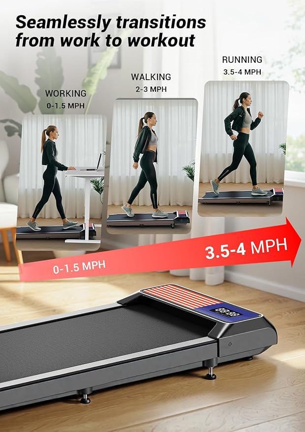 Walking Pad Treadmill, Portable Treadmills for Home, 2.5 HP Quiet Under Desk Treadmill with 5% Incline, 265/300 Lbs Capacity, 15" X 35.4" Running Walking Pad, Home Office Walking