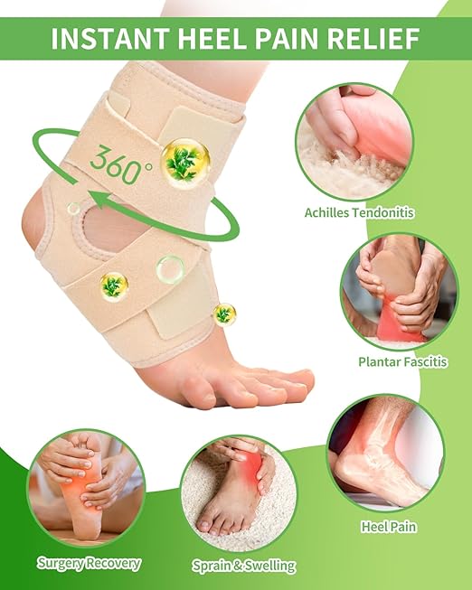 Castor Oil Pack Wrap For Foot Ankle Wrap Foot Wrap For Plantar Fasciitis Relief Foot Pain Relief,Adjustable Breathable Compression Ankle Support,Beige,Size L,Castor Oil Not Included,1 Per Pack