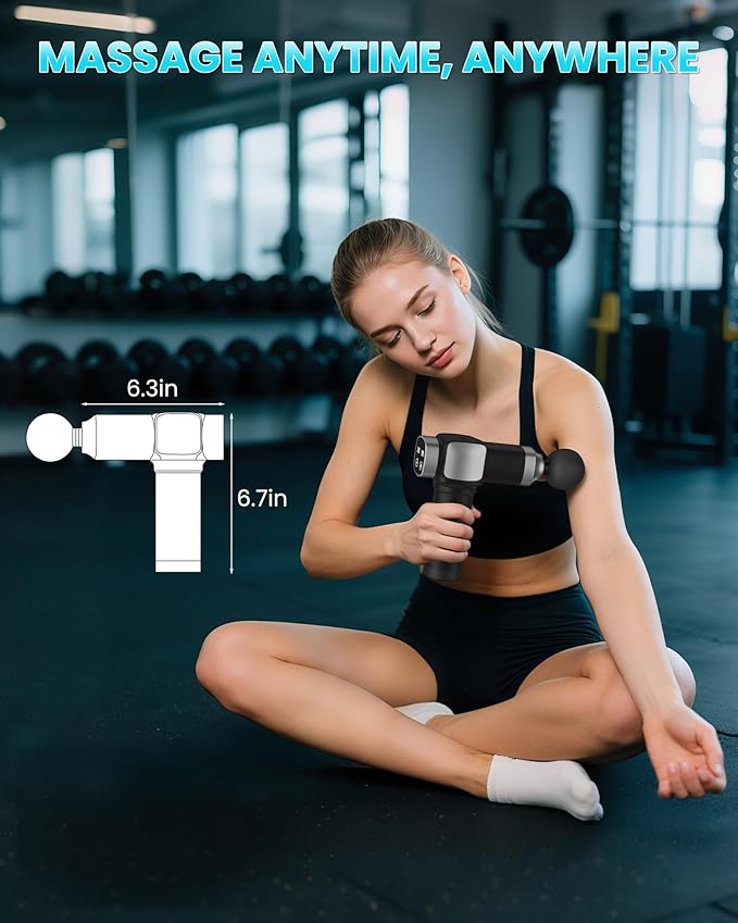 Massage Gun Deep Tissue, Portable Percussion Electric Muscle Massager for Pain Relief, Handheld Massagers with 30 Speeds & 6 Attachments for Back and Neck, Gifts for Men Women