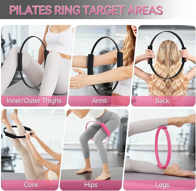 Pilates Ring, 13.5" Silicone Magic Pilates Fitness Circle with Dual Grip, Lightweight & Durable Flexible Resistance Exercise Equipment for Toning Arms, Thighs, Legs, Core