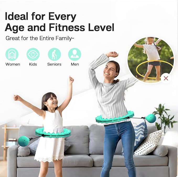Weighted Hula Infinity Fitness Hoop for Adult Weight Loss, 2 in 1 Smart Fitness Workout Hula Circle Hoops with 27 Detachable Knots, Exercise Fit Hoop Suitable for Women and Beginners