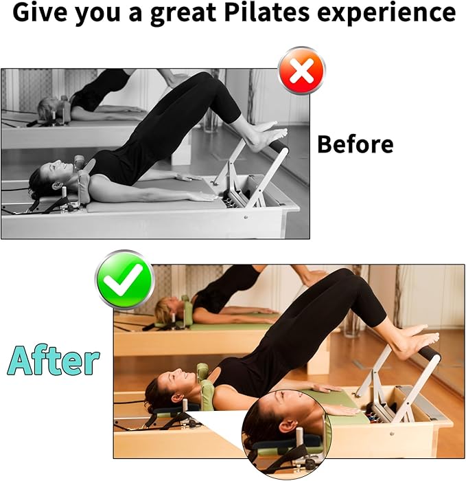 Pilates Reformer Head & Neck Support Pillow – Ergonomic Pilates Cushion for Cervical Alignment – High-Density Foam Headrest with Adjustable Strap – Fits Most Reformer Machines & Home Pilates Equipment