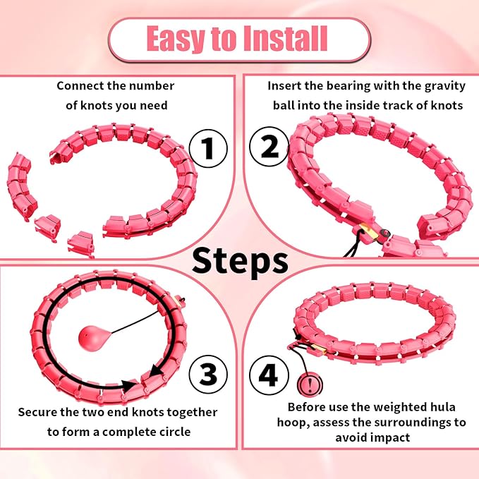 65 Inch Adjustable Fitness Waist Hoop – 32 Detachable Links, Quiet Non-Drop Fitness Tool for Adults Weight Loss, Plus Size Exercise Hoop for Women & Beginners