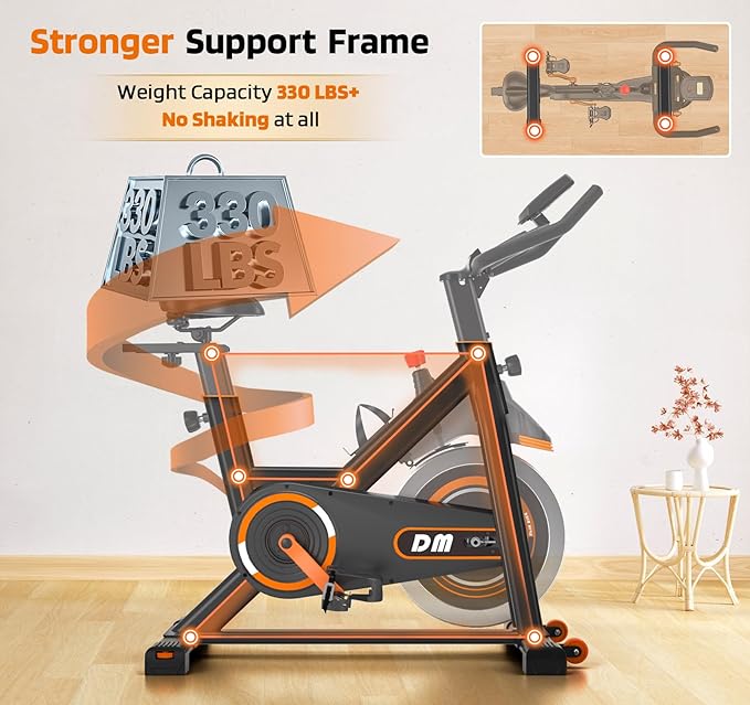 DMASUN Exercise Bike, Silent Magnetic Resistance Stationary Bike for Home with 330 LBS Capacity, Pedals with Anti-loosening Nuts, Indoor Bike with Comfortable Seat Cushion, Digital Display with Tablet Holder