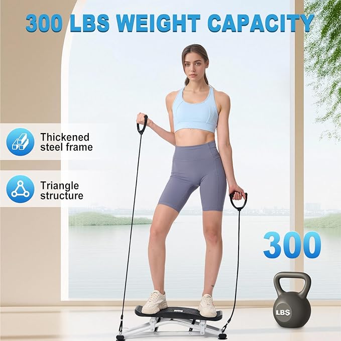 HOTSWEAT Balance Board, Ski Balancing Machine with 300 LBS Weight Capacity, Slide Stepper Stimulated Ski with Resistance Bands, Portable Balance Trainer for Full Body Workout