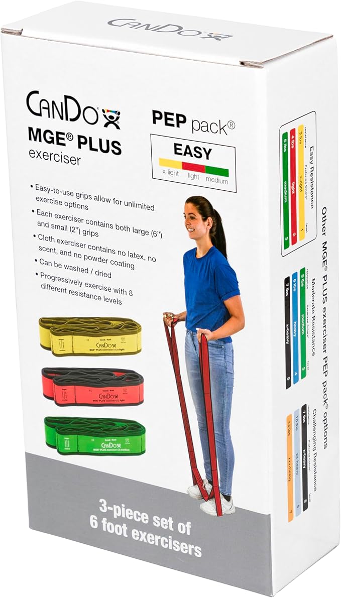 CanDo MGE Plus PEP, 6 Foot Exerciser, 9 Loops, Set of 3