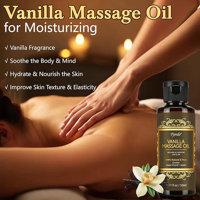 5 Pack Massage Oil for Massage Therapy, Lavender, Vanilla, Sore Muscle, Syringa & Anti Cellulite Massage Oil Kit for Relaxing Muscle & Soothing The Body, Home Spa Gifts for Her Him