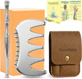 2-in-1 Premium Solid Stainless Steel Gua Sha & Myofascial Muscle Scraper – Manual Deep Tissue Massage Comb & Reflexology Pen – Handheld Body Massager for Fascia Release, Sculpting & Mobility