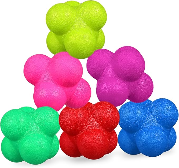 Happyyami 6pcs Hexagonal Reaction Balls Fitness Training Toys for Basketball Soccer Volleyball Football Agility Reaction Training