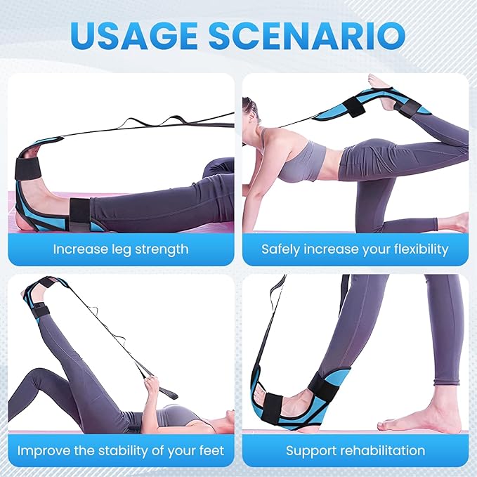 JIURUN Calf Stretcher and Foot Rocker for Plantar Fasciitis - Leg Stretching Strap, Hamstring and Calf Stretcher, Suitable for Stretching Legs and Thighs