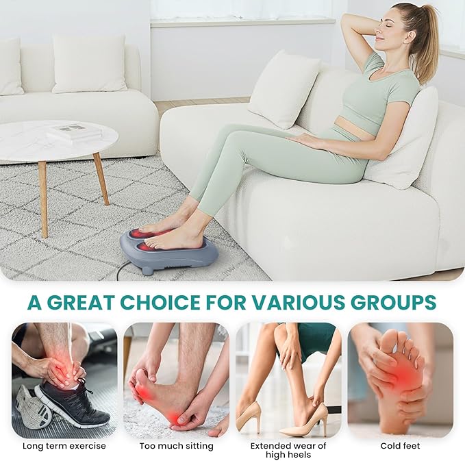 Nekteck Foot Massager with Heat, Heated Foot Massager for Plantar Fasciitis, Pain Relief and Circulation, Shiatus Electric Under Desk Feet Massager Machine, Gifts for Men Woman Him Her Mon Birthday
