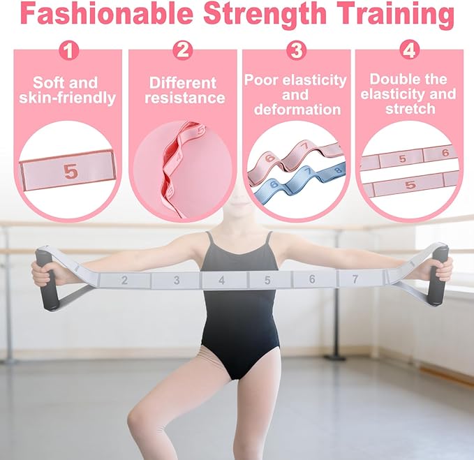 3 Pack Fitness Resistance Bands with Handles, Numbered Resistance Band, 8-Section Elastic Training Bands for Yoga, Stretching, Pilates, Fitness