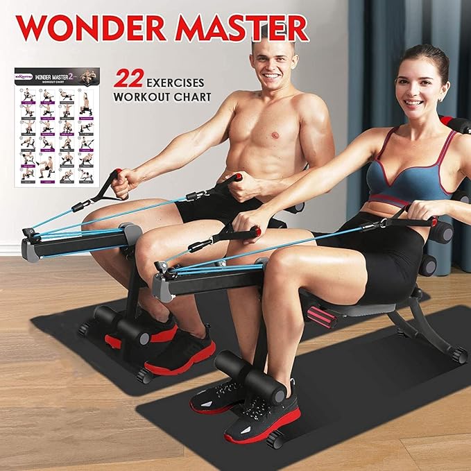 22 in 1 Wonder Master Core & Abdominal Workout Equipment, Foldable & Adjustable Rowing Machine, Core Strength Training& Abdominal Exercise Trainers with 22 Ways to Exercise for Home Gym