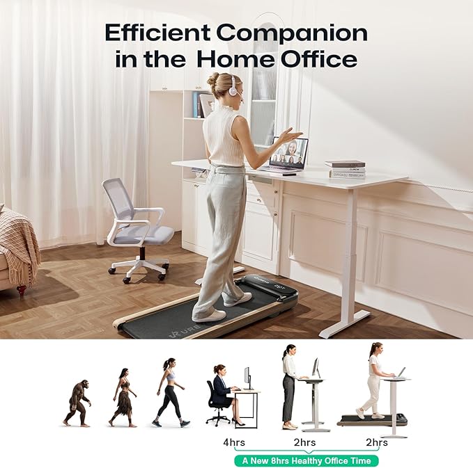 UREVO Smart Walking Pad, Standing Desk Treadmill with Double Shock Absorption, Quiet Operation, Workout APP with Track Insights and MIIT Mode, Plug and Play, Remote or APP Control for Home Office
