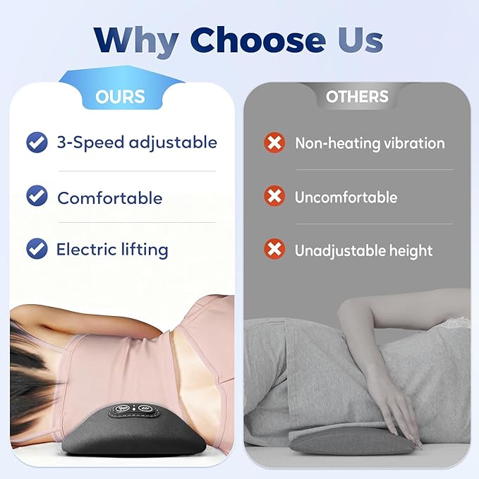 Smooth Triple Fusion Back Massager, 2026 Upgrade 3 in 1 Lumbar Pillow for Bed and Chair, Back Massager with Vibration and Traction Against Pain for Back and Neck and Shoulder (Light Gray)