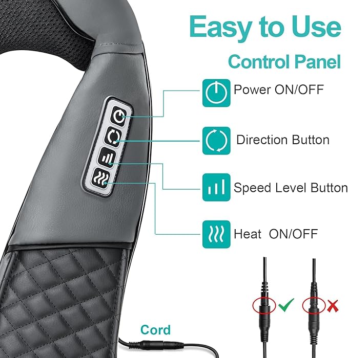 Medcursor Neck Massager - Portable Electric Shiatsu Back Massage Device with Heat, Deep Tissue 3D Kneading Pillow for Muscle Pain Relief, Valentines Day Gifts - Includes Carry Bag (No Battery)