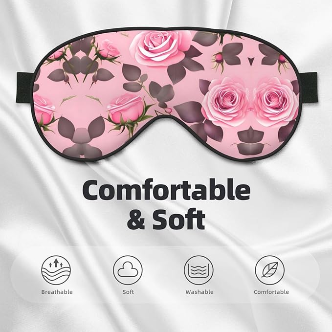 Pretty Pink Roses Head-Mounted Double-Sided Light-Blocking Sleeping Eye mask to Protect Eyes and Relieve Eye Fatigue