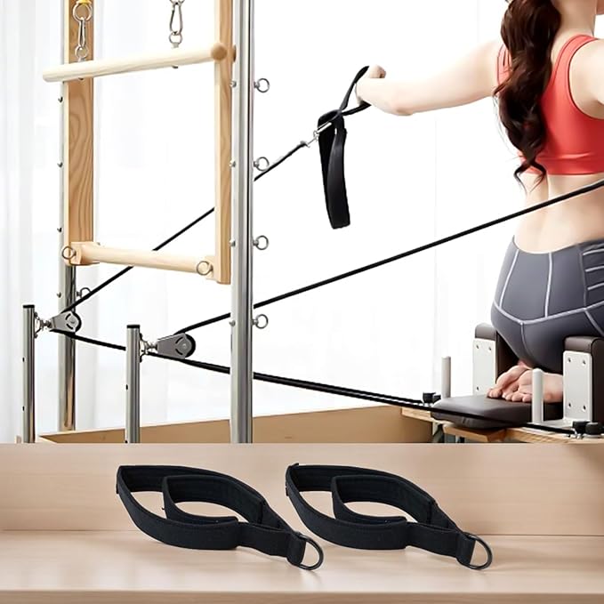 2Pc Pilates Double Loop Straps For Foot Reformer Fitness Equipment Straps Soft Fleece Cotton Webbing Most Pilates Beds For Home Or Gym