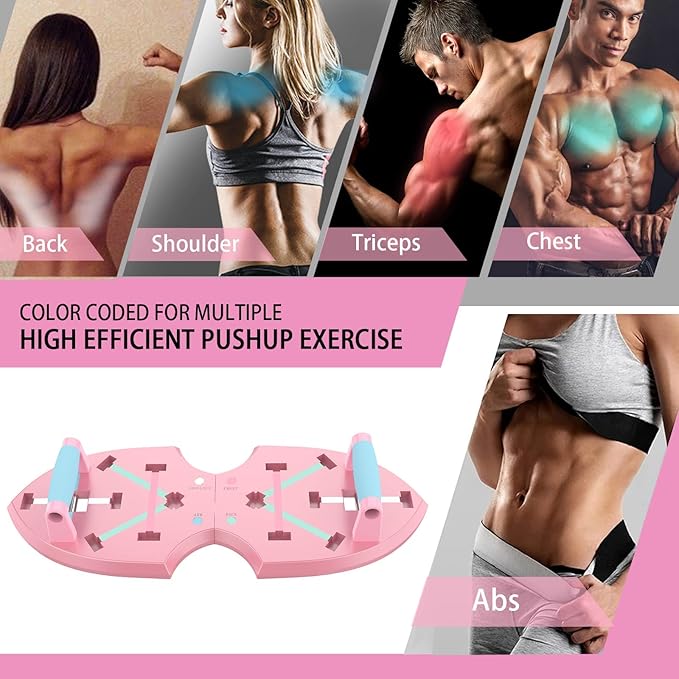 LALAHIGH Push Up Board,36 in 1 Home Gym Equipment with Ab Roller Wheel & Resistance Bands, Portable Foldable Workout Board for Full Body Strength Training Men Women,Gift for Boyfriend
