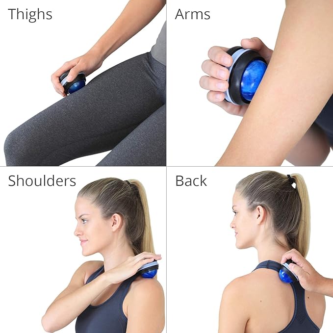 Body Back Manual Massage Roller Ball | Deep Tissue Roller & Lacrosse Ball - Hand Held Massager for Sore Muscles & Joint Pain | 360 Degree Mobility Therapy Ball | Ideal for Athletes & Fitness Recovery