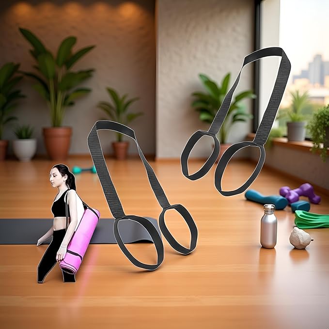 2Pcs Yoga Mat Straps For Carrying - Yoga Mat Elastic Straps,Adjustable Yoga Carrying Strap Holder Straps,Exercise Mat Carrier Strap,Weight Loss Fitness Binding Rope,Exercise and Fitness Accessories