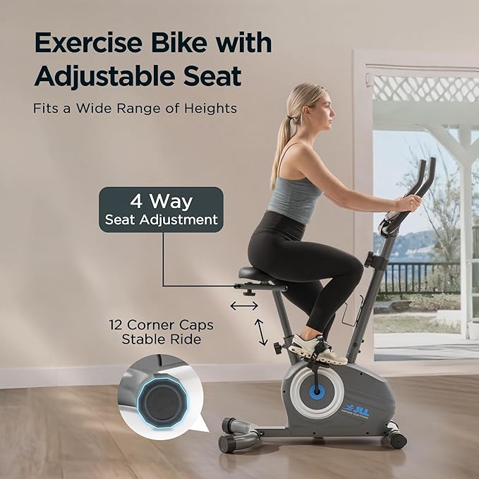 JLL Magnetic Exercise Bike - Indoor Stationary Cycling Bike with Free Fitness App, Adjustable Comfortable Seat, Low Noise Indoor Cycling Bike for Home Gym