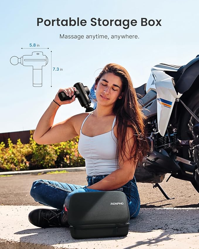 RENPHO Active Thermacool Deluxe Massage Gun Deep Tissue with Charging Stand, Back Massager with Heat and Cold Head, Percussion Body Muscle Masajeador for Athletes Pain Relief
