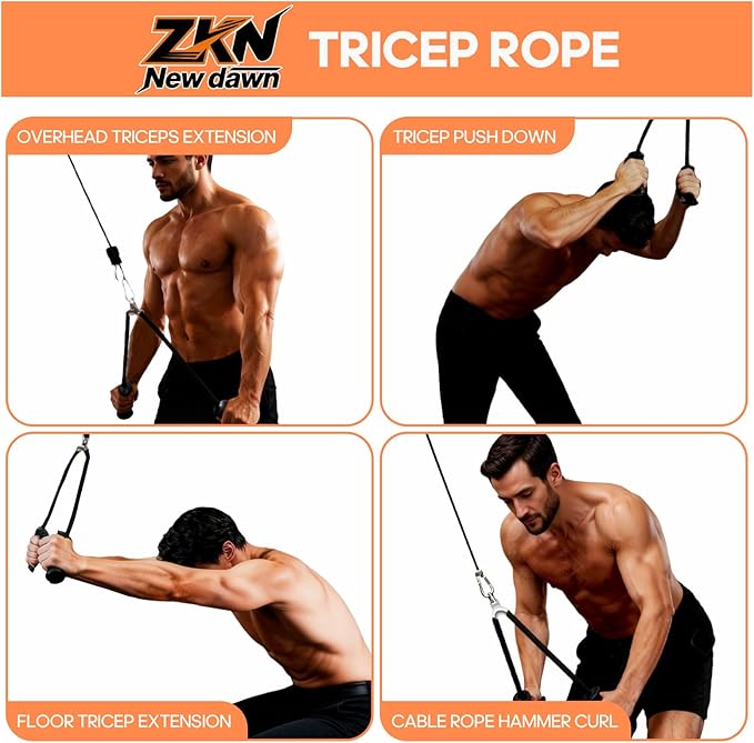 Tricep Rope Pull Down Attachment with Ergonomic Handles,Triceps Rope for Cable Machine Pulley System,Home Gym Accessories