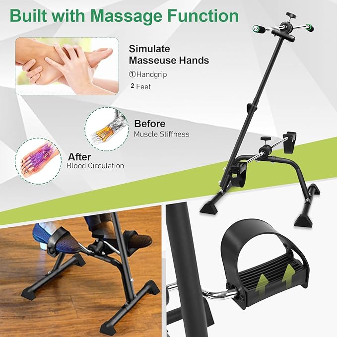 Pedal Exerciser Bike for Seniors,Hand Arm Leg and Knee Physical Therapy Peddler Exercise Equipment Adjustable Fitness Equipment for Seniors, Elderly Home Pedal Exercise Bike for Total Body
