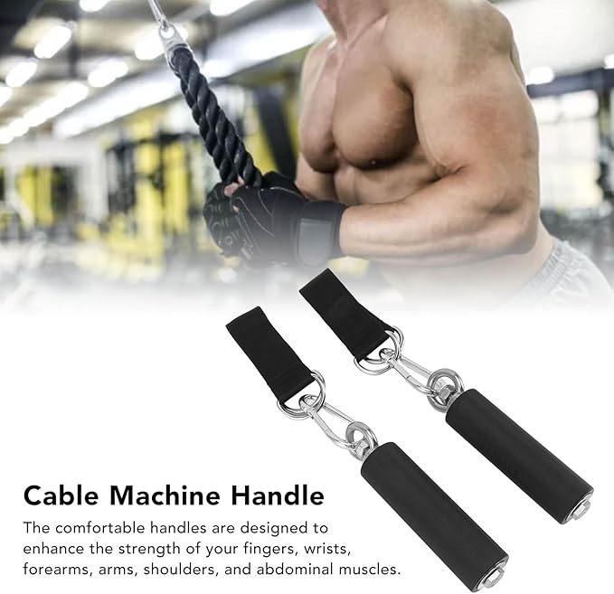 ZJchao 1Pair Pull Up Bar Handle Cable Attachment TPR Rubber Coated Grip Anti Slip Straight Gym Equipment for Weightlifting Exercise with Comfortable Handles for Strength Training